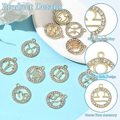 12Pcs 12 Styles Zinc Alloy Crystal Rhinestone Pendants&nbsp;FIND-YW0010-43