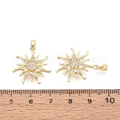 真鍮マイクロパヴェクリアキュービックジルコニアペンダント  太陽のチャーム  18KGP本金メッキ  22.5x20x3mm  穴：4.5x2mm&nbsp;KK-T075-86G