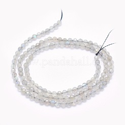 天然石ラブラドライトビーズ連売り  ラウンド  多面カット  3mm  穴：0.5mm  約117~130個/連  15.3インチ（39cm）&nbsp;G-O166-22-3mm