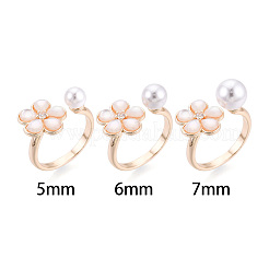 Flower Brass Micro Pave Clear Cubic Zirconia & Shell Cuff Ring Settings&nbsp;KK-T076-75G