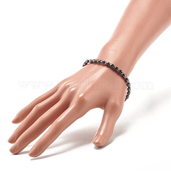 合成ヘマタイト オーバル ビーズ ストレッチ ブレスレット  女性のためのアクセサリー用原石のアクセサリー  内径：2-1/4インチ（5.8cm）&nbsp;X-BJEW-JB07897-03