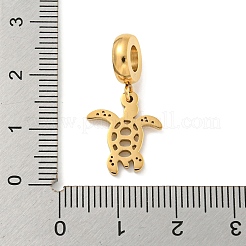 304ステンレススチール製ヨーロピアンダングルチャーム  大穴ペンダント  亀のチャーム  ゴールドカラー  25.5mm  穴：4.5mm&nbsp;STAS-U005-18G