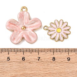 304ステンレススチールエナメルペンダント5個  イオンプレーティング（ip）  花のチャーム  18KGP本金メッキ  16~45x12.5~42x2~5mm  穴：1.2~2.5mm&nbsp;STAS-P432-02G