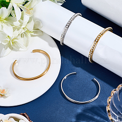 4Pcs 2 Colors C-Shaped 201 Stainless Steel Grooved Cuff Bangles&nbsp;BJEW-SC0001-65