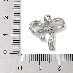 変色防止304ステンレススチールペンダント  ちょう結びチャーム  ステンレス鋼色  19x19x2.8mm  穴：1.4mm&nbsp;STAS-D197-22P-01
