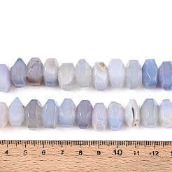 天然石瑪瑙ビーズ連売り  染め  多面カット  ロンデル  ライトブルー  11~18x11~18x8~10mm  穴：1.2mm  約40~41個/連  14.57~14.96インチ（37~38cm）&nbsp;G-N356-01A-19
