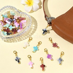 60Pcs 6 Colors Acrylic & Tibetan Style Alloy  Pendant Decorations&nbsp;HJEW-YW00572