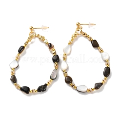 Natural Agate & Synthetic Hematite 304 Stainless Steel Stud Earrings&nbsp;EJEW-H017-01G-02