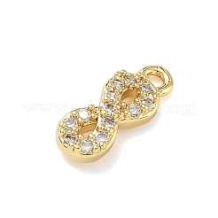 真鍮製マイクロパヴェキュービックジルコニアペンダント  18KGP本金メッキ  無限チャーム  11.5x4x2.5mm  穴：1.2mm&nbsp;KK-C254-06B-G