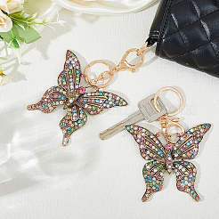2Pcs Colorful Rhinestones Hollow Butterfly Alloy Pendant Keychain&nbsp;KEYC-HY0001-14