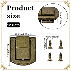 12袋の合金製財布ロック  DIYの財布作り用品  アンティークブロンズ  24x20.5x6mm&nbsp;FIND-NB0006-42AB