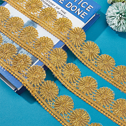 約4.75~5ヤードのポリエステルレーストリム  刺繡古代漢服レースリボン  花  きいろ  1-1/8~2インチ（28~50mm）&nbsp;OCOR-PH0001-96B