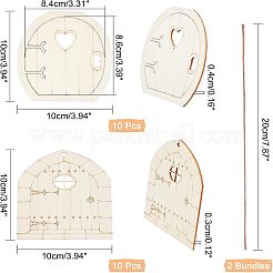20個、2種類のスタイルの天然木カボション  DIYのジュエリーには  ドア  バリーウッド  10個/スタイル&nbsp;WOOD-NB0001-72