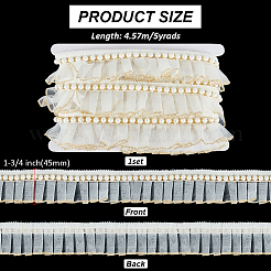 シフォンリボン 5ヤード  プラスチック製のビーズと  フローラルホワイト  1-3/4インチ（45mm）&nbsp;OCOR-FG0002-41