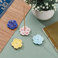 4Pcs 4 Colors Porcelain Sakura Incense Holder Display Decorations&nbsp;DJEW-OC0001-51