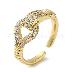 Brass Micro Pave Cubic Zirconia Open Cuff Ring for Women&nbsp;LS-RJEW-F154-02G-B