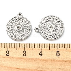 304ステンレスペンダント  ラインストーン付き  フラットラウンド  ステンレス鋼色  18x15.5x2.5mm  穴：1.2mm&nbsp;STAS-L022-150P