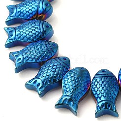 電気メッキガラスビーズセット  魚  ブルーメッキ  8x15x5~6mm  穴：1mm  約49~50個/連  15.75インチ（40cm）&nbsp;EGLA-C007-05B
