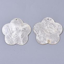 ナチュラルカピスシェルビッグペンダント  花  古いレース  49x50x1~2mm  穴：2mm&nbsp;SHEL-N026-17