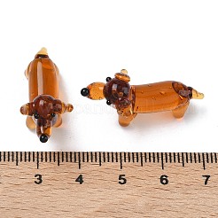 手作りのランプワークの犬のディスプレイ装飾  ホームデスクトップ装飾用  ペルー  28~29.5x12~12.5x18mm&nbsp;LAMP-F043-11