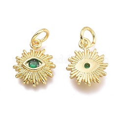 Brass Micro Pave Cubic Zirconia Pendants&nbsp;KK-P187-16H-G