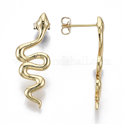 Brass Dangle Stud Earrings&nbsp;EJEW-T046-007G-NF