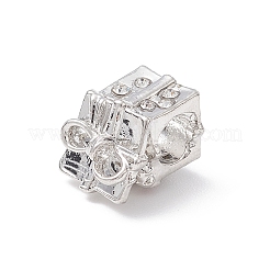 合金ラインストーンのヨーロッパのビーズ  大穴ビーズ  クリスマステーマ  ボックス  12x9.5x9.5mm  穴：4.5mm&nbsp;MPDL-Q213-16P