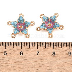 合金エナメルシャンデリアコネクターパーツ  花  ライトゴールド  ディープスカイブルー  17x17.5x4.5mm  穴：1.1mm&nbsp;AL-CBA8479-12KCG-01
