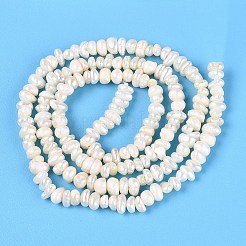 天然養殖淡水パール ビーズ 連  フラットラウンド  乳白色  2~6.5x2~6.5x1~4.5mm  穴：0.5mm  約182~190個/連  13.58~13.98インチ（34.5~35.5cm）&nbsp;PEAR-N015-03B-01