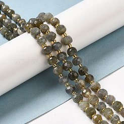 天然石ラブラドライトビーズ連売り  シードビーズで  ファセットロンデル  7~8x5~6mm  穴：1mm  約45~46個/連  14.57''~14.96''（37~38センチメートル）&nbsp;G-P508-A20-01