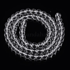 透明ガラスビーズ連売り  ラウンド  透明  8~8.5mm  穴：1.5mm  約51~53個/連  14.96インチ〜15.55インチ（38~39.7cm）&nbsp;GLAA-T032-T8mm-13