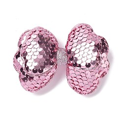 パイエット布フェルト生地ワニ口ヘアクリップ  合金クリップ付き  淡いバイオレットレッド  90x60x22mm&nbsp;OHAR-R100-02D