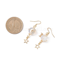 Moon Copper Wire Wrapped Synthetic Moonstone Bead & CCB Plastic & 201 Stainless Steel Dangle Earrings&nbsp;EJEW-JE06654-02