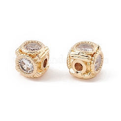 キューブ真鍮キュービックジルコニアビーズ  ゴールドカラー  透明  6x6x6mm  穴：1.5mm&nbsp;LS-KK-E283-01G-01