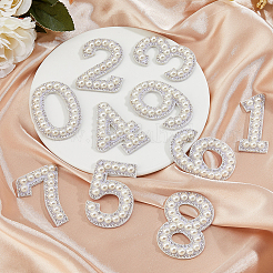 Adhesive Bandage Embroidery Cloth with Resin Imitation Pearl Iron On/Sew On Patches&nbsp;DIY-WH0589-68