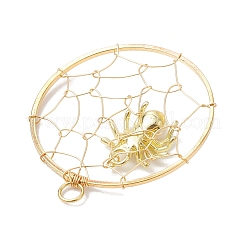 銅線合金アクリルパーツ  クモとフラットラウンド  ゴールドカラー  40x35x1~6mm  穴：3.5mm&nbsp;PALLOY-JF02638