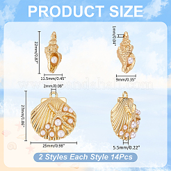 28個2スタイル亜鉛合金ペンダント  アクリルビーズで  ゴールドカラー  混合図形  22~27x11.5~25x5.5~9mm  穴：1~2mm  14個/スタイル&nbsp;FIND-WR0012-75