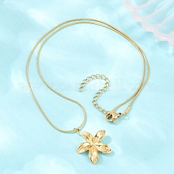 304 Stainless Steel Flower Pendant Round Snake Chain Necklaces for Women&nbsp;NJEW-F377-01G