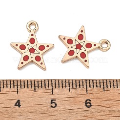 合金エナメルチャーム  スターのチャーム  ラックめっき  ゴールドカラー  ファイヤーブリック  15x13x1.5mm  穴：1.6mm&nbsp;ENAM-G235-16G-05