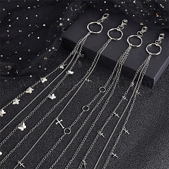 4Pcs 4 Style Butterfly & Cross & Sword Brass Pocket Pants Waist Chains with Zinc Alloy Clasps&nbsp;AJEW-GO00021