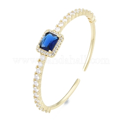 Cubic Zirconia Rectangle Open Cuff Bangle&nbsp;BJEW-G651-05G-03