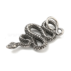 316サージカルステンレスペンダント  丸カン付き  スネークチャーム  アンティークシルバー  38.5x22.5x4.5mm  穴：7mm&nbsp;STAS-E212-115AS-B
