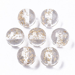 無色透明樹脂ビーズ  金箔  ラウンド  ゴールド  20x19mm  穴：3mm&nbsp;X-RESI-N022-03B