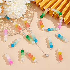 72Pcs 4 Colors Baking Paint Imitation Jade Glass Connector Charms&nbsp;PALLOY-GO00032