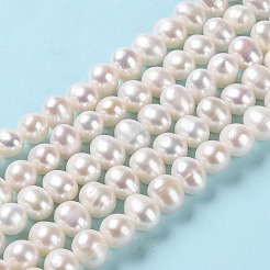 天然養殖淡水パールビーズ連売り  ポテト  グレード3a++  パパイヤホイップ  8.5~9.5x7~8mm  穴：0.6mm  約47個/連  13.98''（35.5センチメートル）&nbsp;PEAR-E018-16