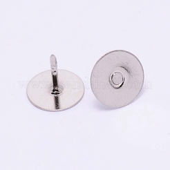 環境に優しい真鍮製のヘッドピン  フラットラウンド  プラチナ  10x9mm  ピン：1.2mm&nbsp;KK-WH0034-50P