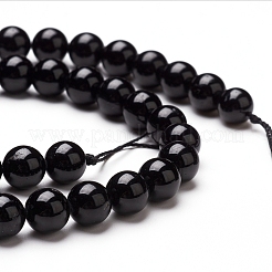 天然石ブラックトルマリンビーズ連売り  ラウンド  6mm  穴：0.8mm  約60~65個/連  15.35インチ（39cm）&nbsp;G-L554-02-6mm