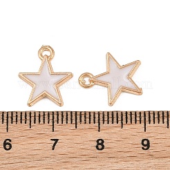 エナメルチャーム付き合金  スターのチャーム  ライトゴールド  ホワイト  14x12x2mm  穴：1.3mm&nbsp;AL-CBA9C31-06G-D