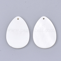 淡水シェルペンダント  ティアドロップ  ホワイト  29~29.5x20x2mm  穴：1.4mm&nbsp;SHEL-T012-31B