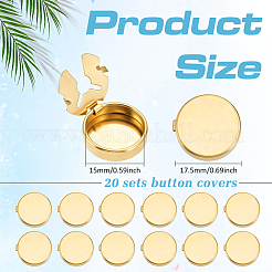 20Pcs Flat Round Brass Button Covers Settings&nbsp;BUTT-ME0001-48D